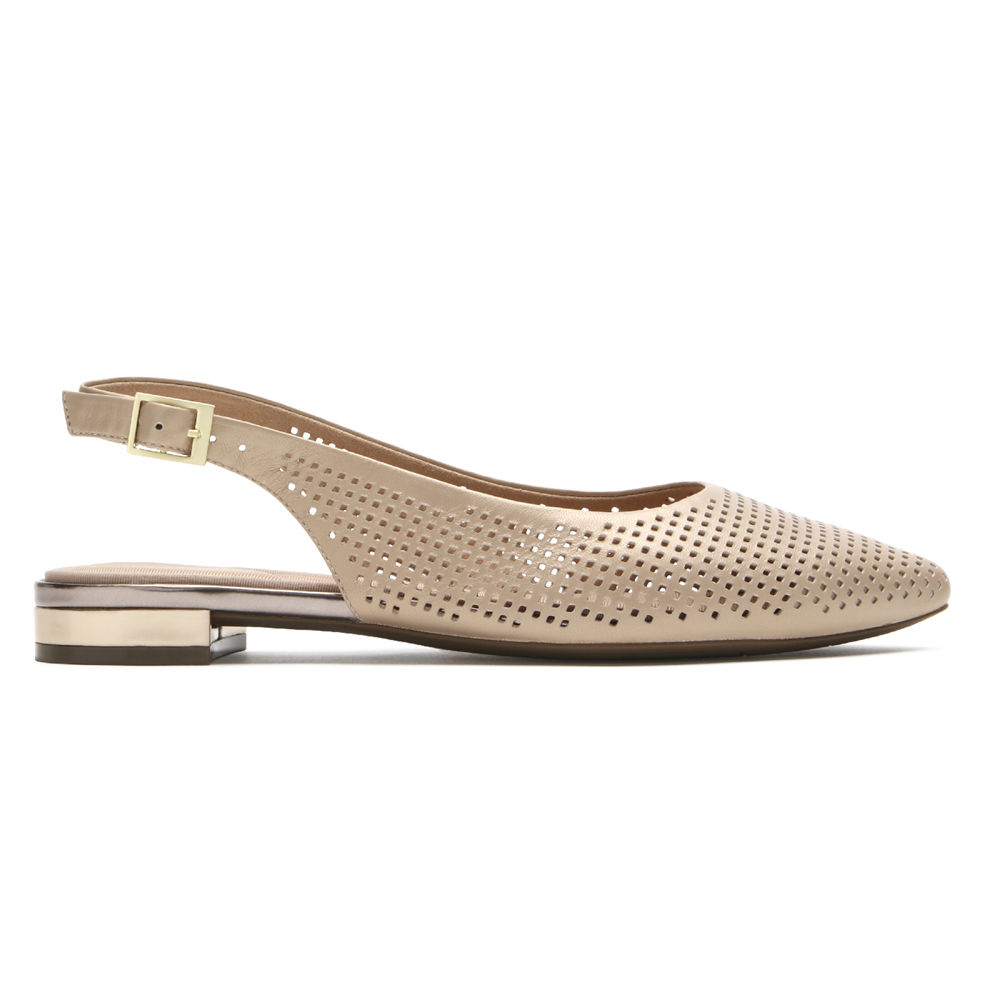 Rockport Womens Flats Beige - Total Motion Adelyn Slingback - UK 892-AWMZNY